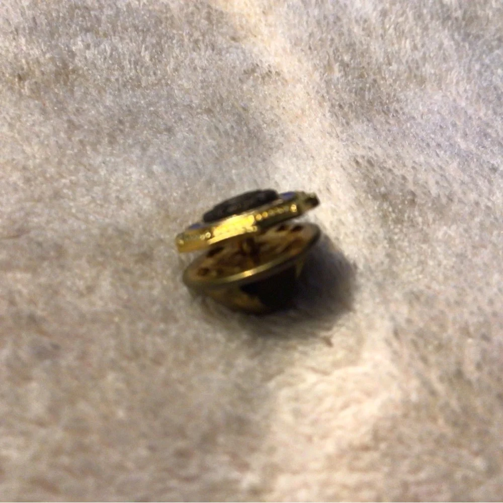 Gold and Blue Enamel Cufflink - Classic Crest Design